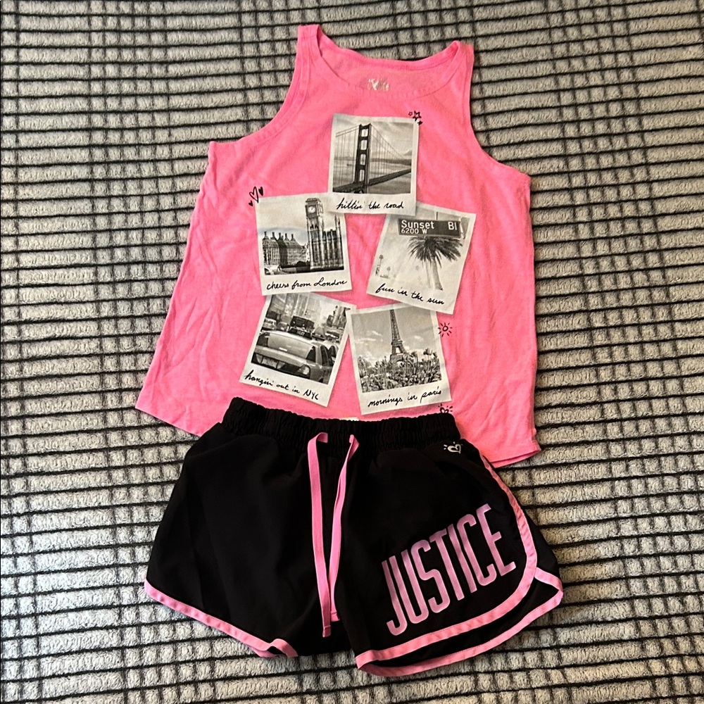 Justice Pink Tank & Shorts Set (Girls 10)